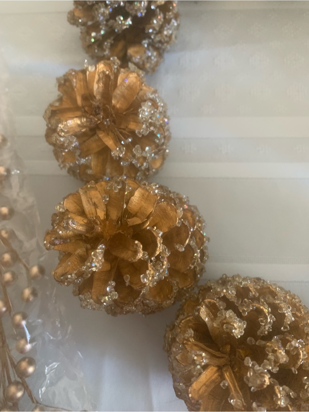 Crafters:  Here are 12 Big 3” Gold Pinecones for Home Accents-and your Ideas